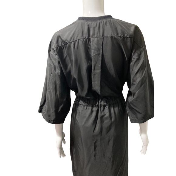 HACHE Womens Black Drawstring Garterized V-neck Midi Casual Dress Size 40 US 4 - Picture 7 of 11